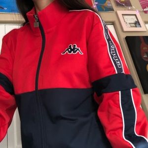 Kappa zip up red and navy blue jacket